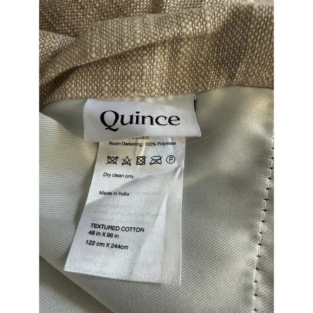 NWT Quince Textured Cotton Room Darkening Rod Pocket Curtain Panel 48x96 Flax